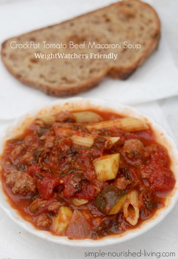 Weight Watchers Friendly Crock Pot Tomato Beef Macaroni Soup