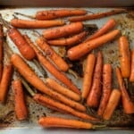 sheet pan with roasted carrots