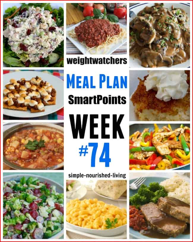 Weight Watchers Weekly Meal Plan 74 with SmartPoints
