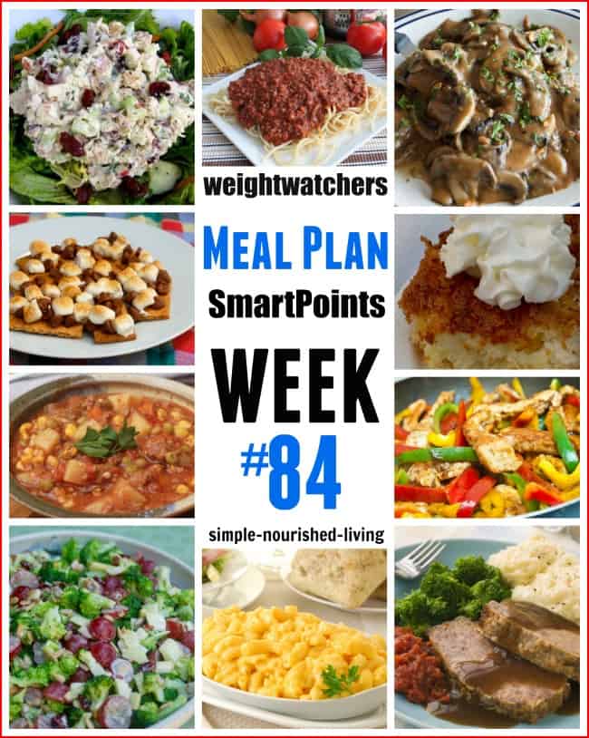 Weight Watchers Weekly Dinner Meal Plan 84 SmartPoints
