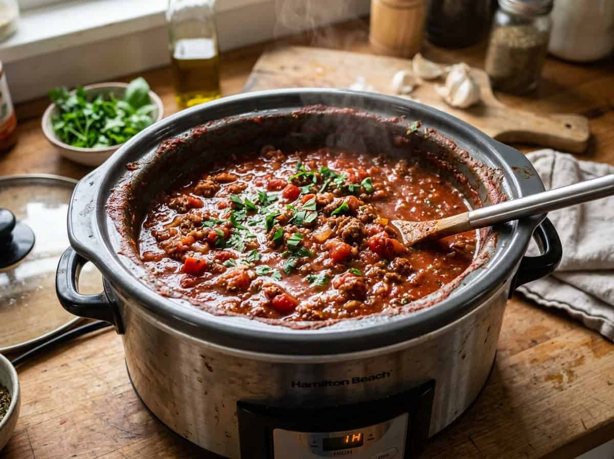 sausage meatsauce in slow cooker