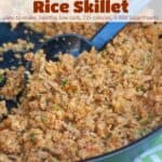 Taco Cauliflower Rice in skillet with serving spoon