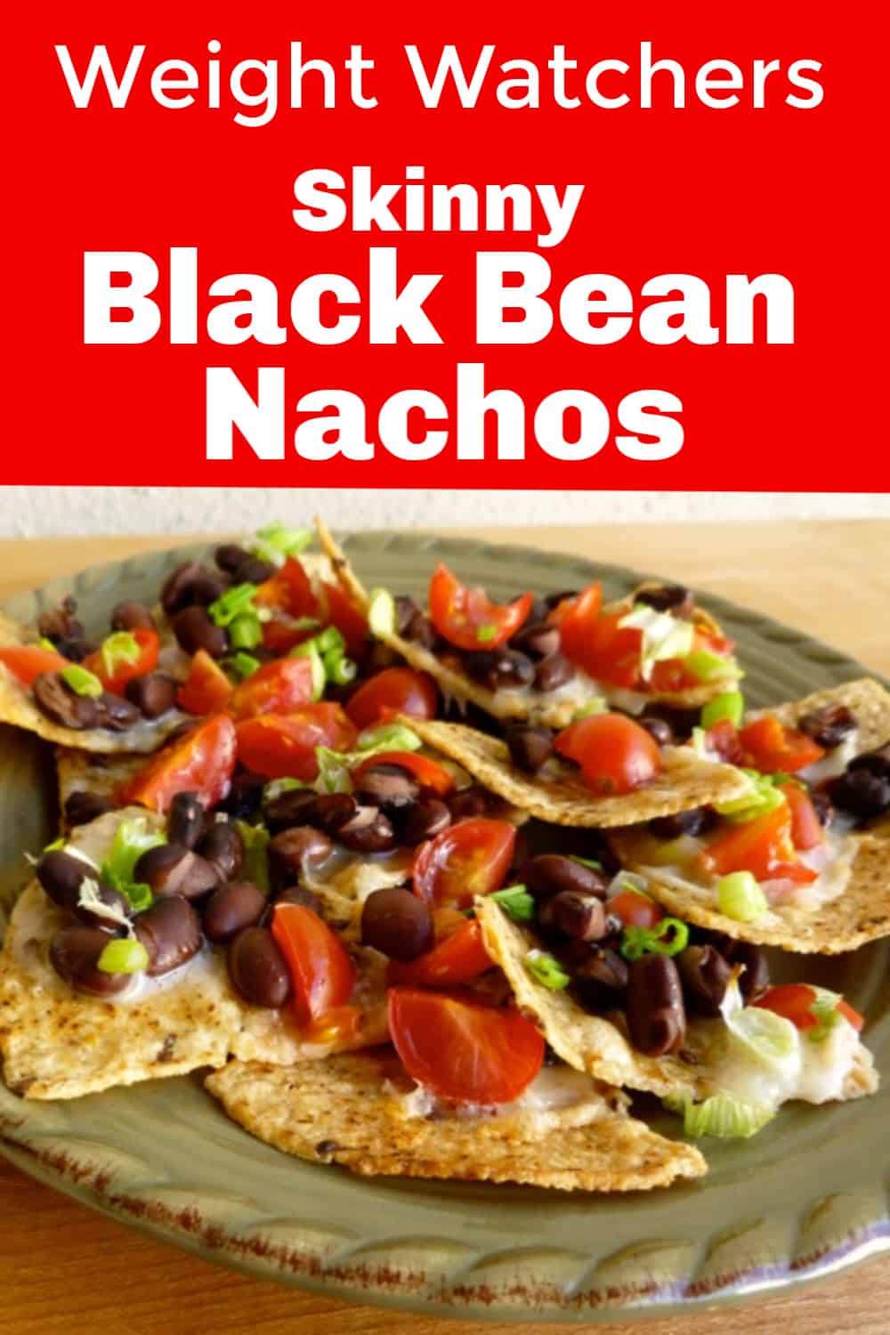 Plate of black bean nachos.