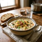 bowl of creamy cheeseburger soup