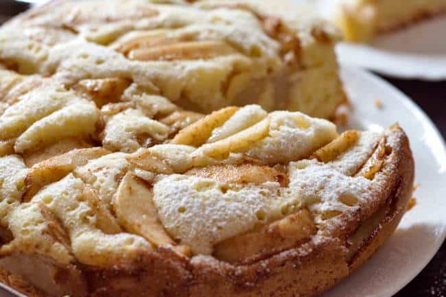 Homemade Italian apple cake up close.