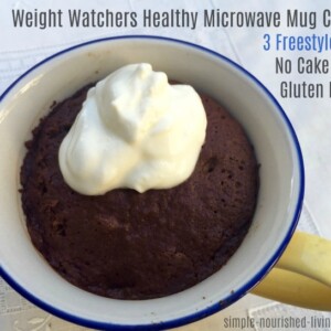 WW Chocolate Mug Cake with whipped topping from above