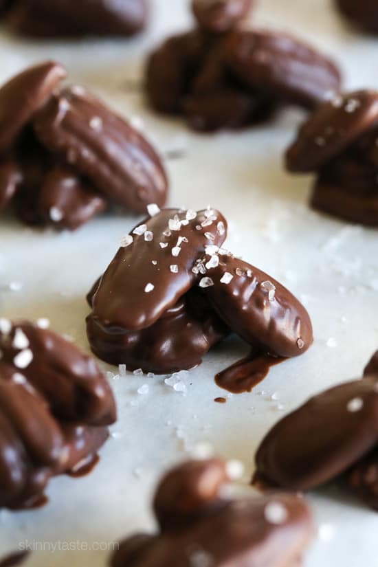 Dark Chocolate Nut Clusters with Sea Salt from SkinnyTaste