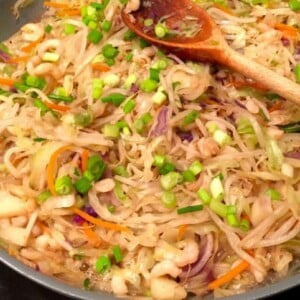 Easy Healthy Egg Roll Bowl in Skillet with Spoon