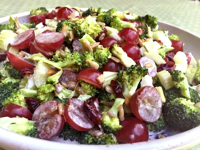 Crunchy Broccoli Salad in serving bowl