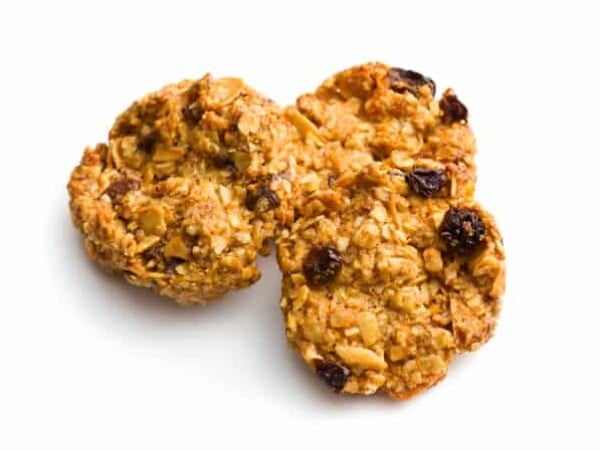 Three Oprah Oatmeal Apple Breakfast Cookies on White Background