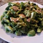 broccoli avocado salad on white plate