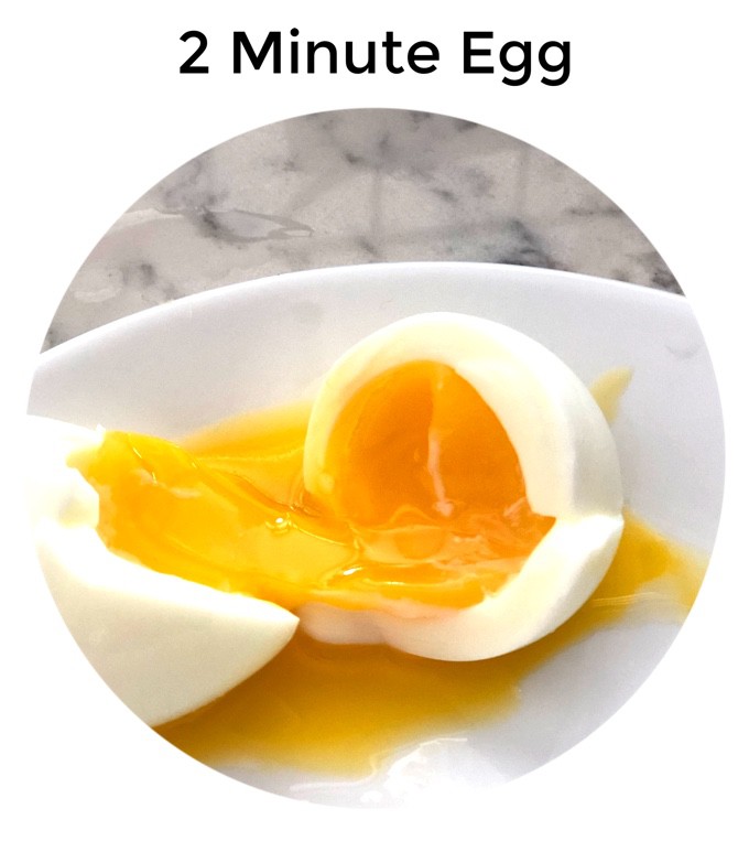Egg cooked for 2 minutes with runny yolk