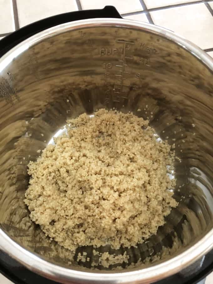 Fresh cooked fluffed quinoa in Instantpot.