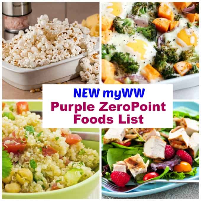 New myWW Purple Plan ZeroPoint Foods List collage
