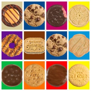 Girl Scout Cookies Collage 3 rows of 4 cookies