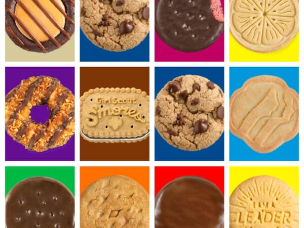Girl Scout Cookies Collage 3 rows of 4 cookies