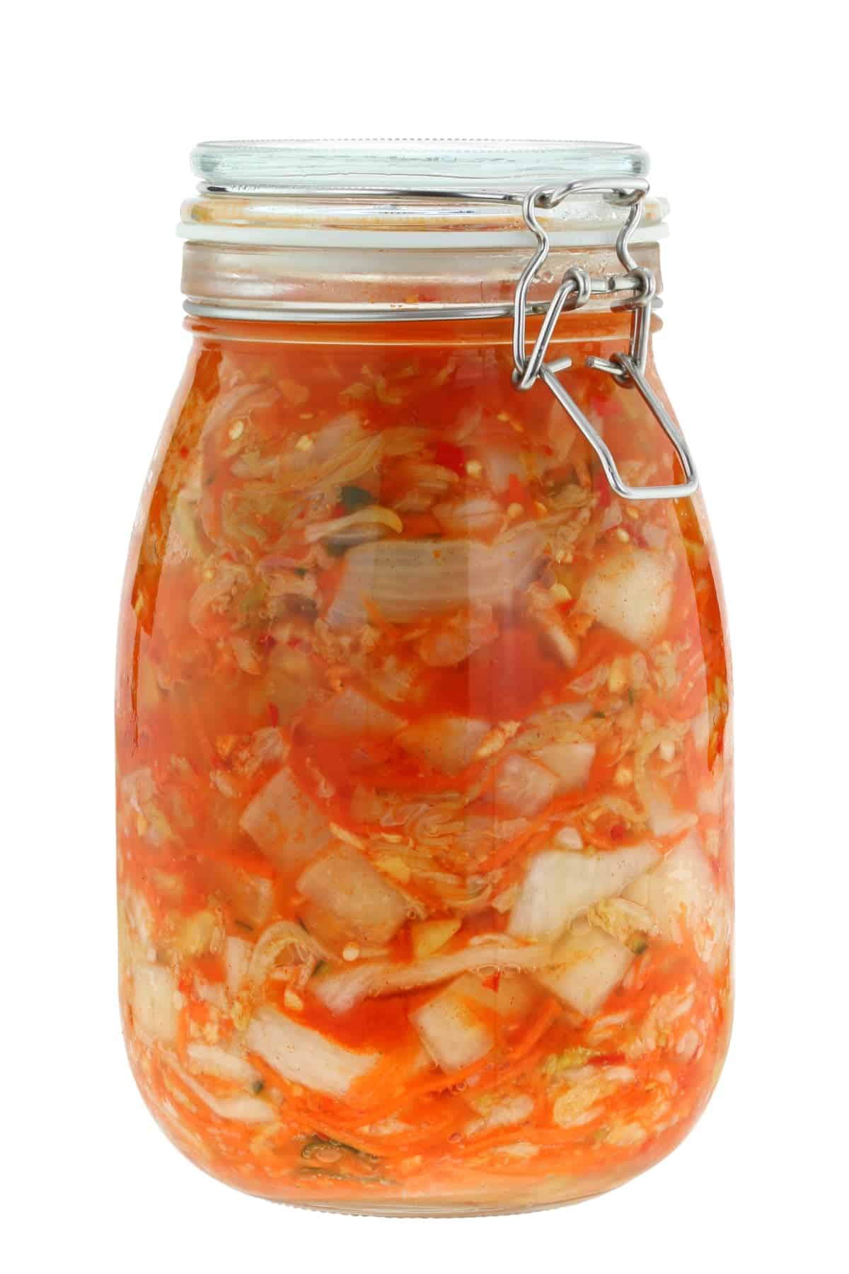 Korean kimchi in sealed glass jar