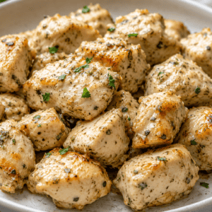a platter of creamy ranch chicken bites reaady to eat