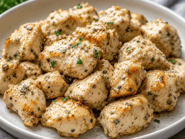 a platter of creamy ranch chicken bites reaady to eat