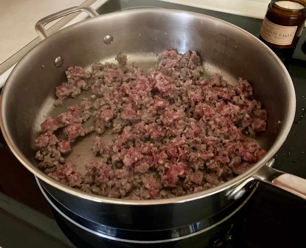 Browning meat for Skillet Lasagna