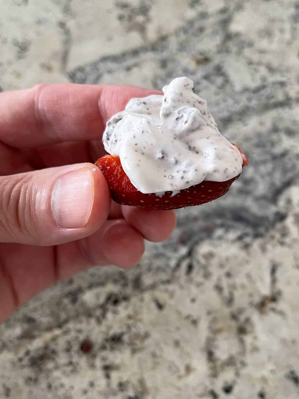 Fresh strawberry with cookies 'n cream dip