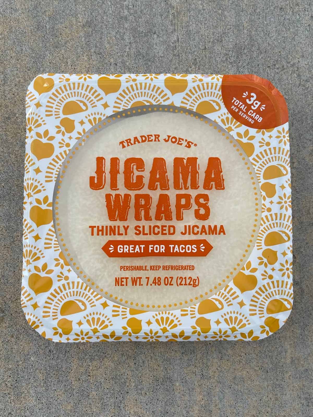 Package of jicama wraps from Trader Joe's.