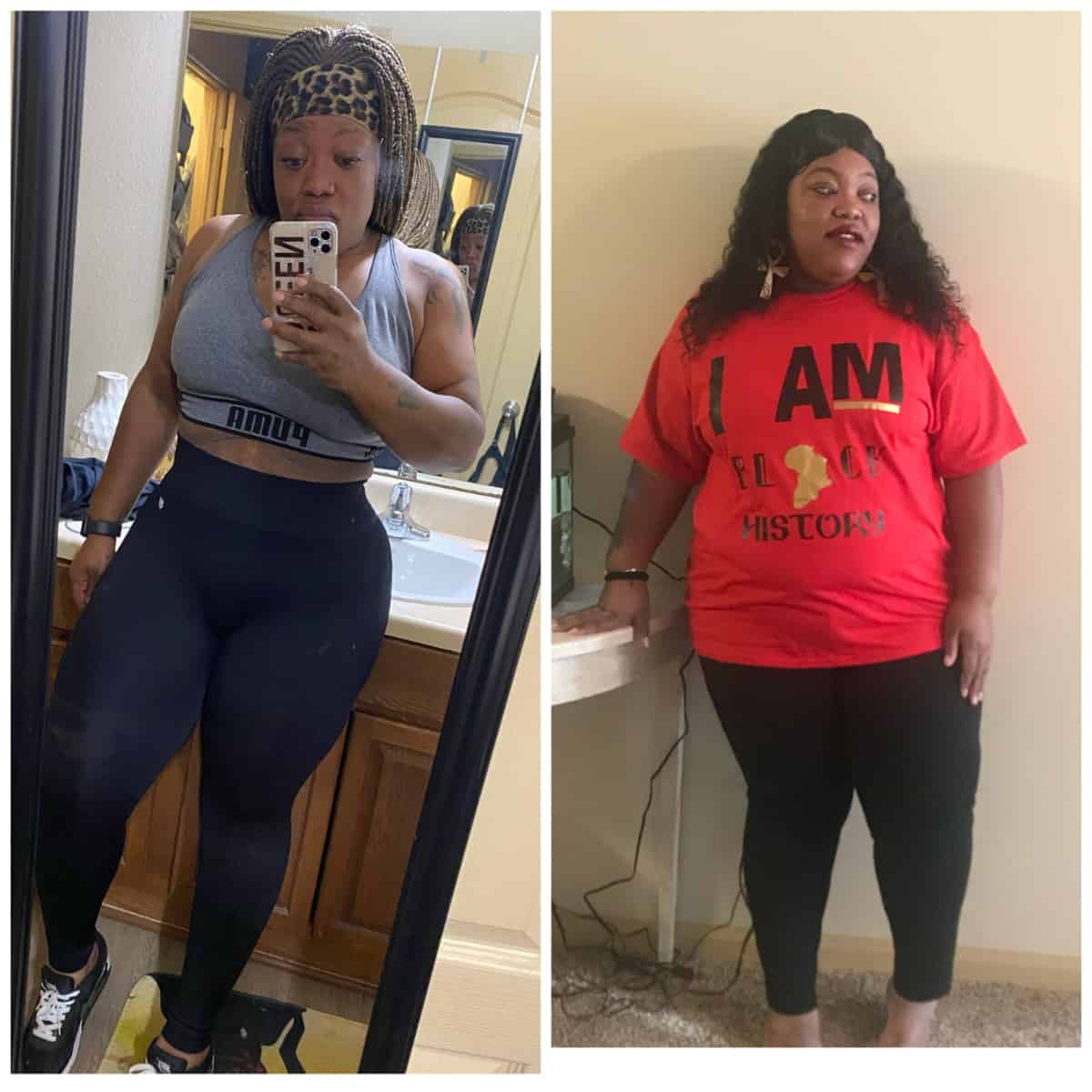 Camesha C before and after weight loss success