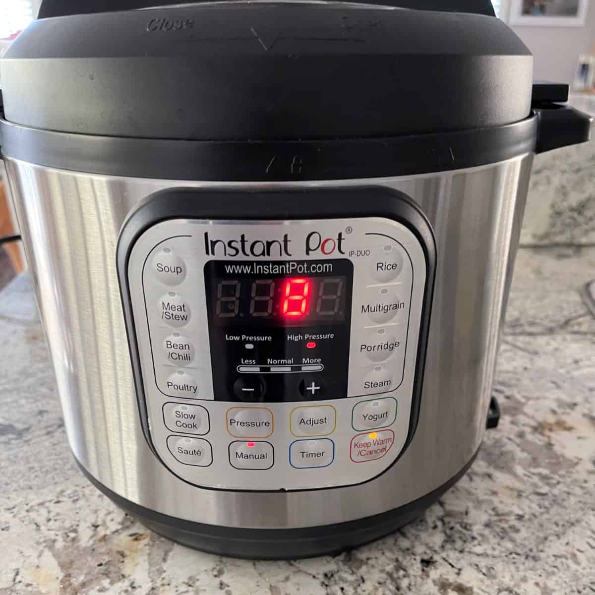 Instant Pot set to 8 minutes on High Pressure.