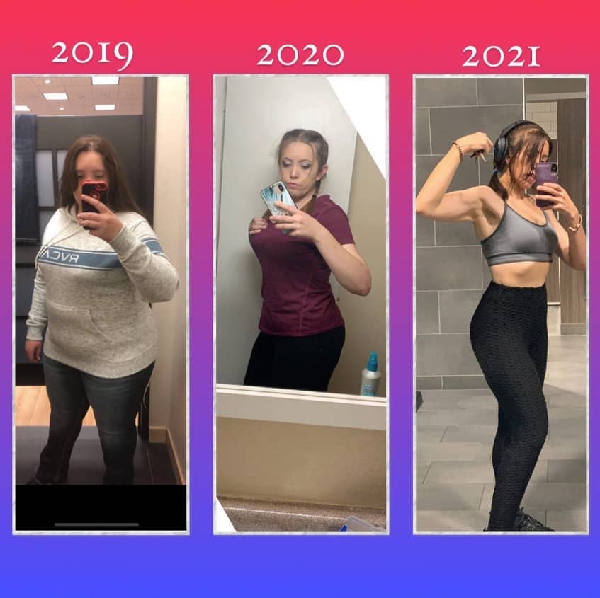 Clela's weight loss success from 2019 to 2021.