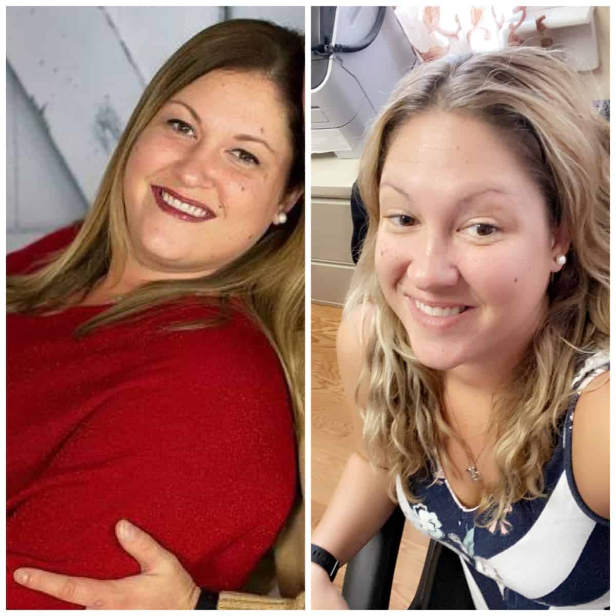 Lauren T. before and after weight loss success.