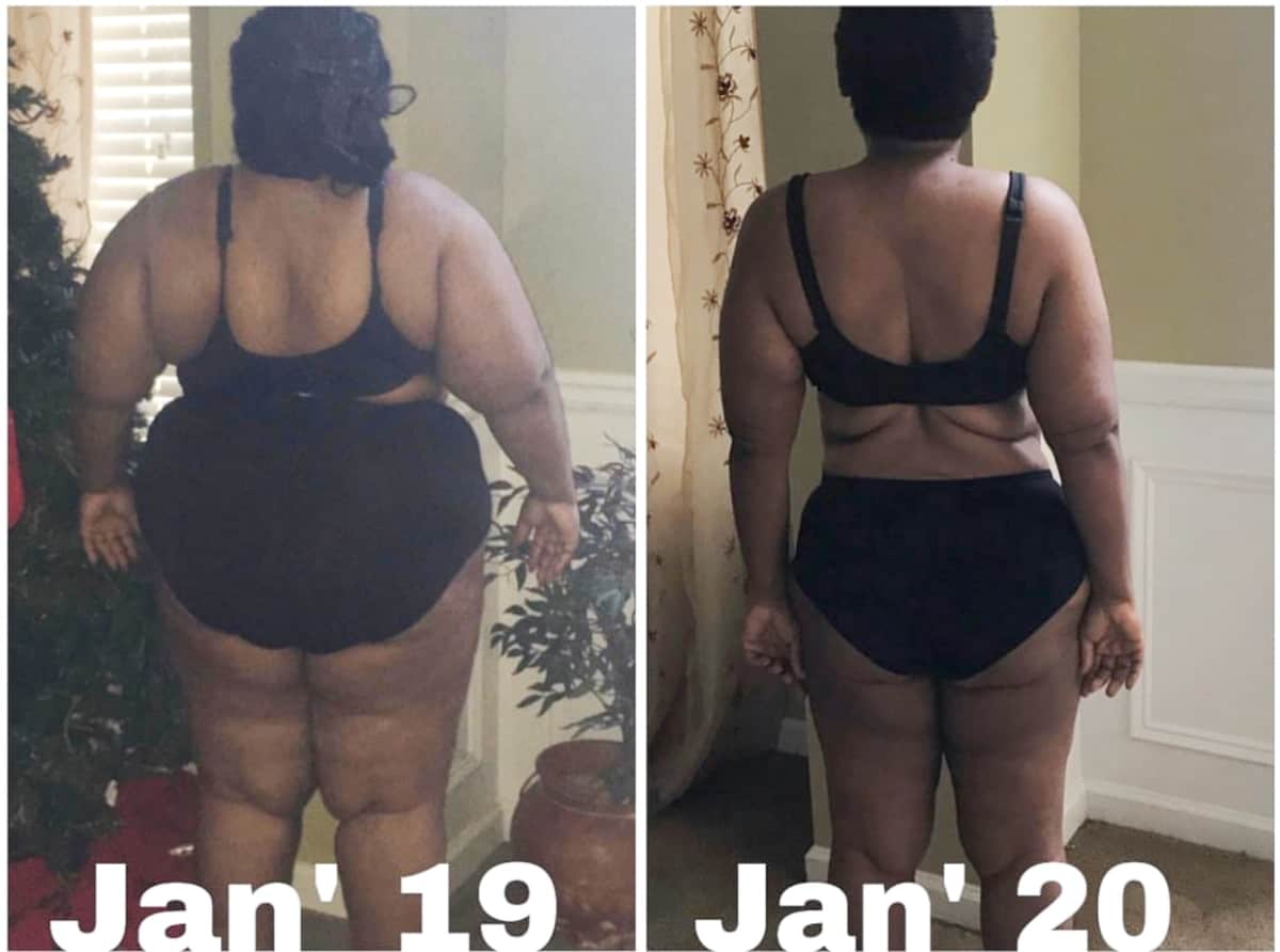 Nancy before and after weight loss, rear view