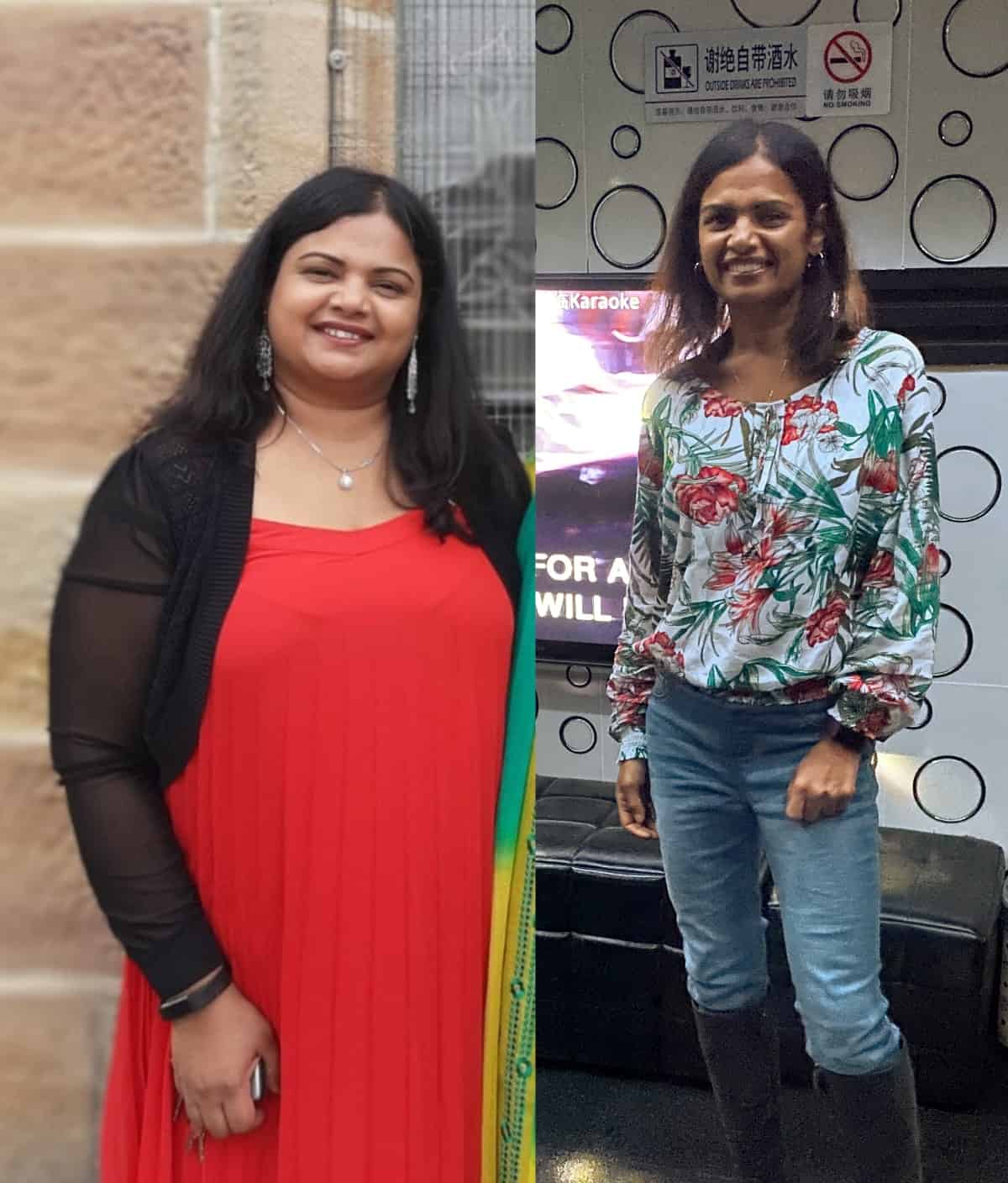Veronica before and after weight loss journey.