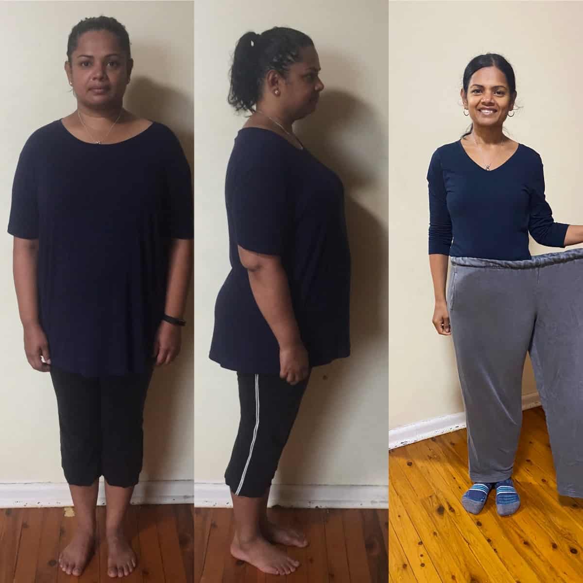 Veronica A. before and after weight loss.
