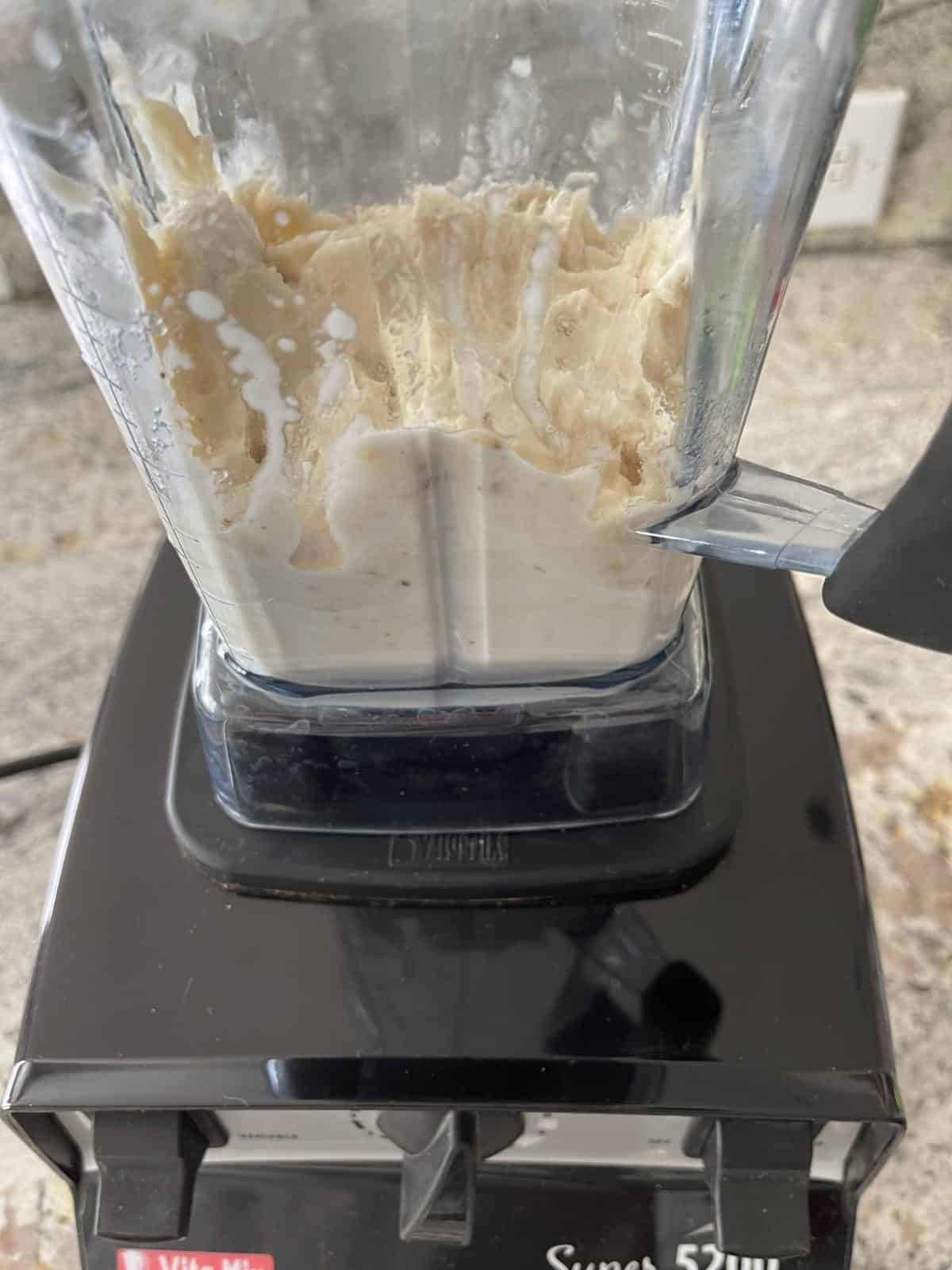 Blended frozen banana in Vitamix blender.