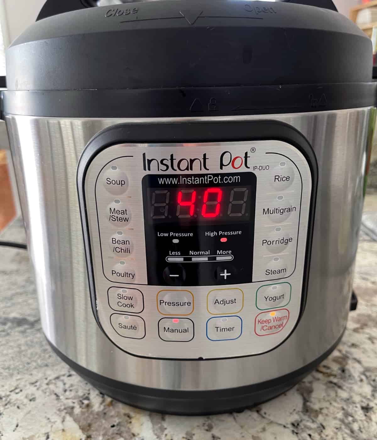 InstantPot set to 40 minutes on high pressure.