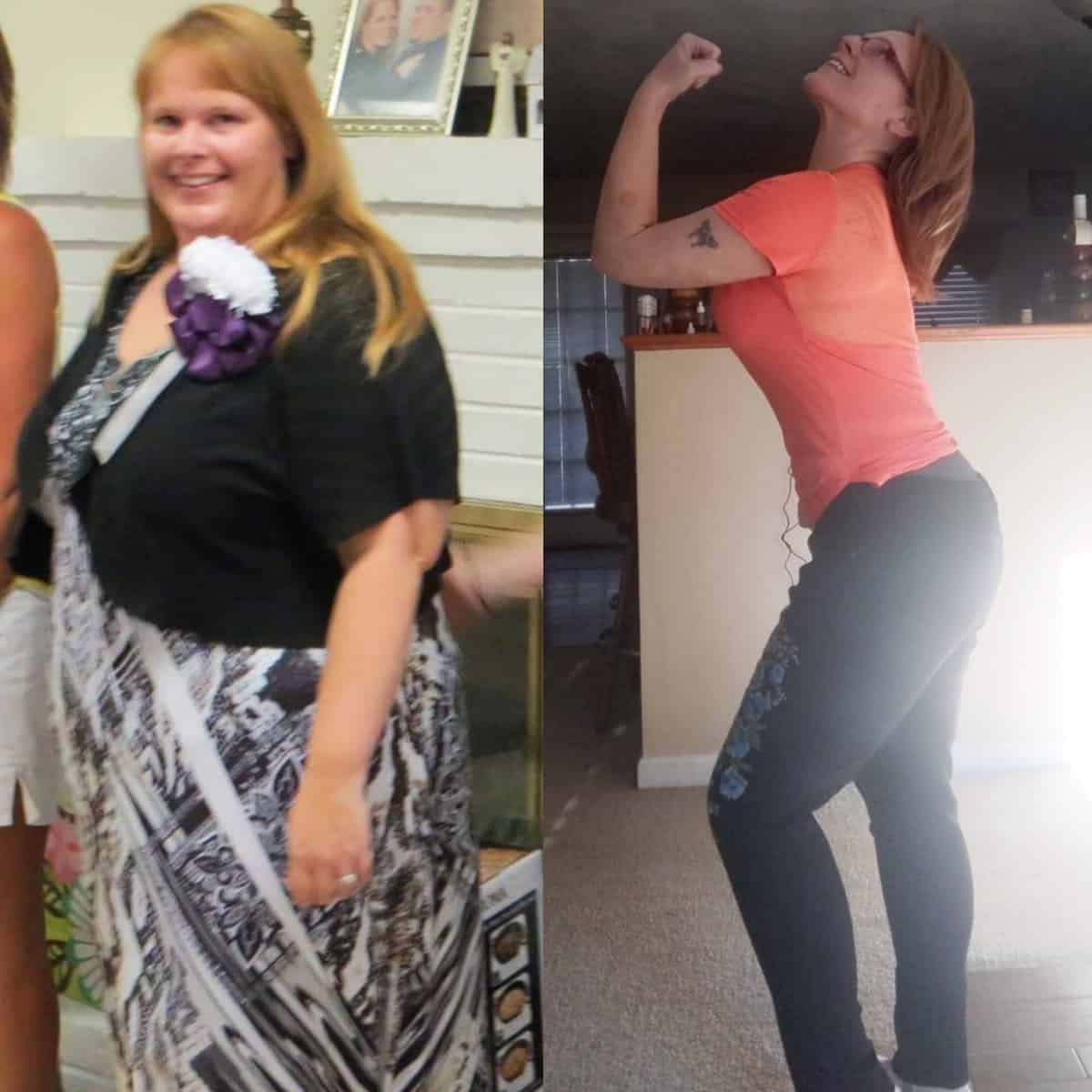 Stephanie's weight loss success before and after.