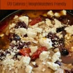 Pinterest Pin Close Up of Chicken with Feta & Tomatoes with Text