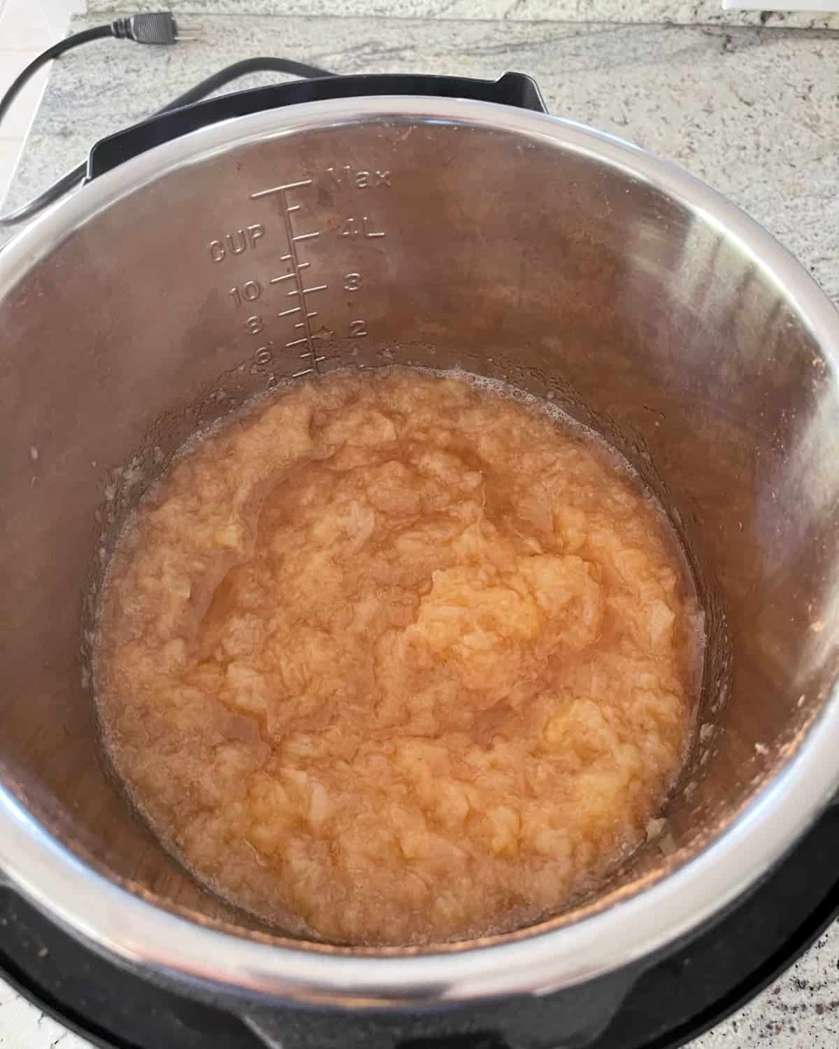 Fresh cooked mashed Instant Pot cinnamon applesauce.