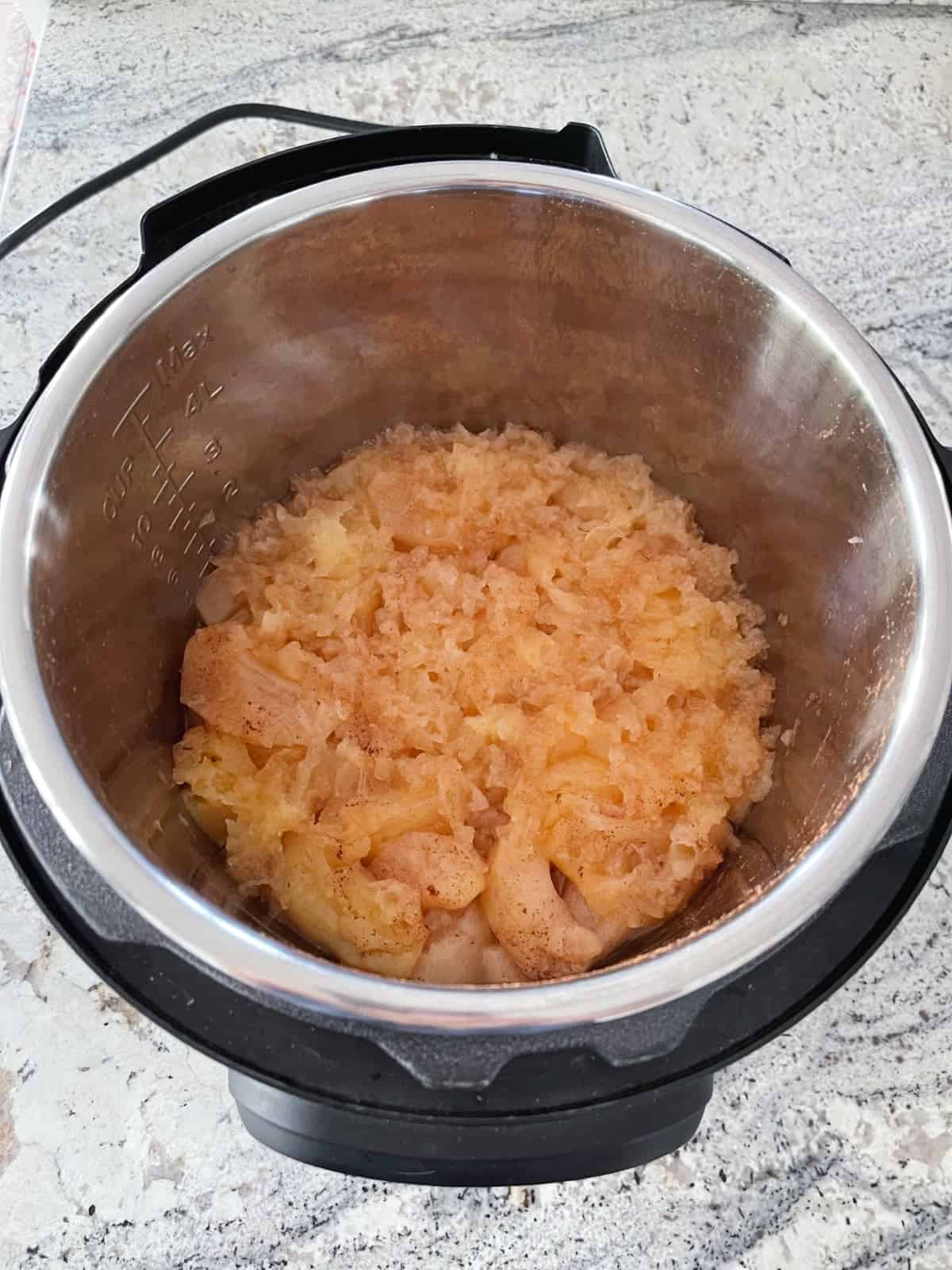 Fresh cooked unmashed Instant Pot applesauce.