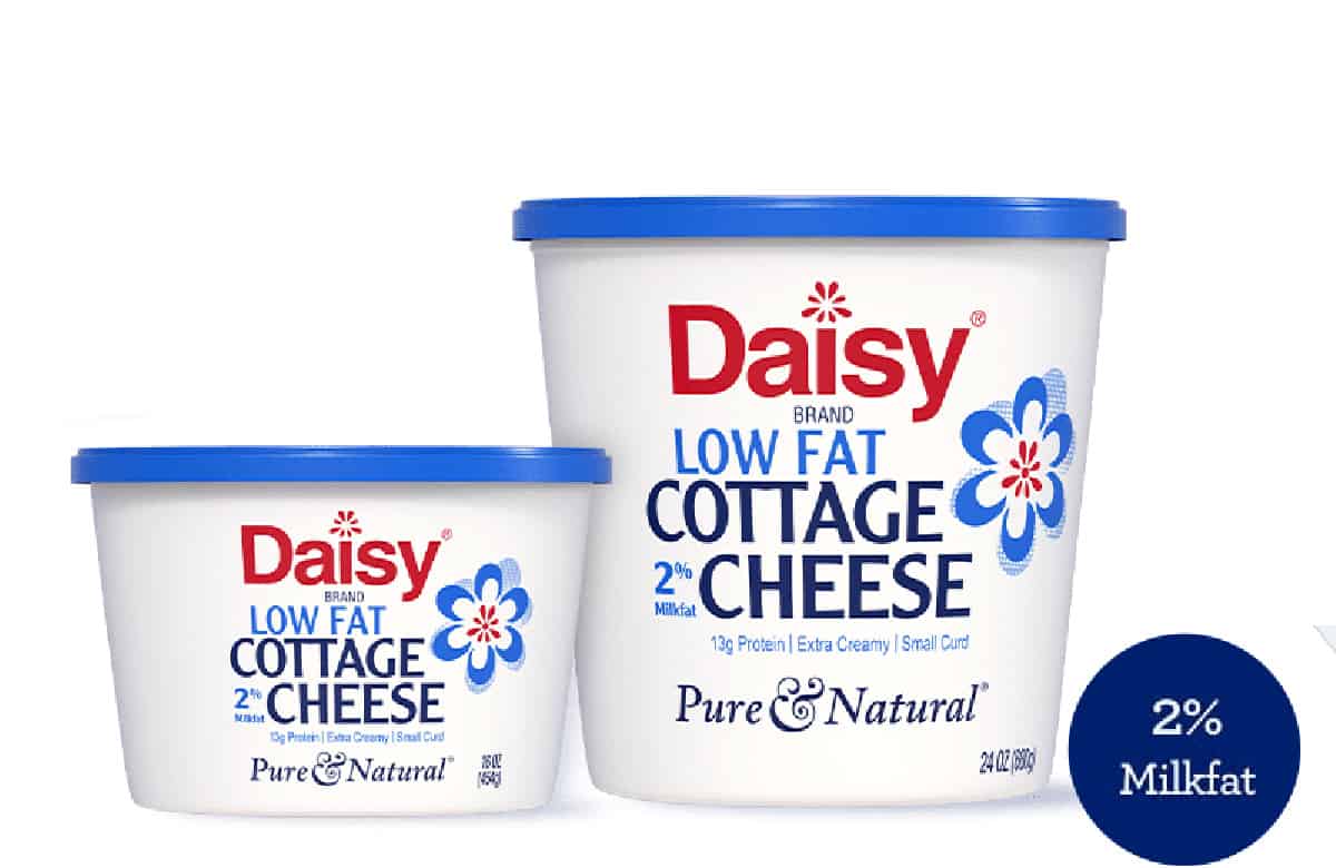 daisy brand low fat cottage cheese containers small and large side by side