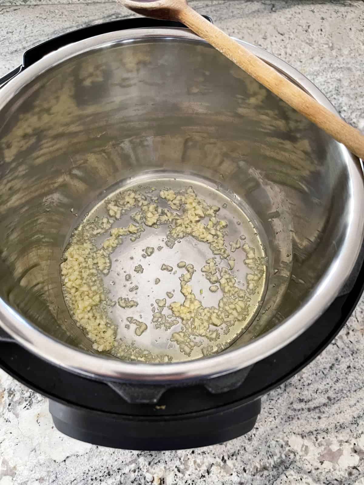 Sauteeing garlic in olive oil in InstantPot
