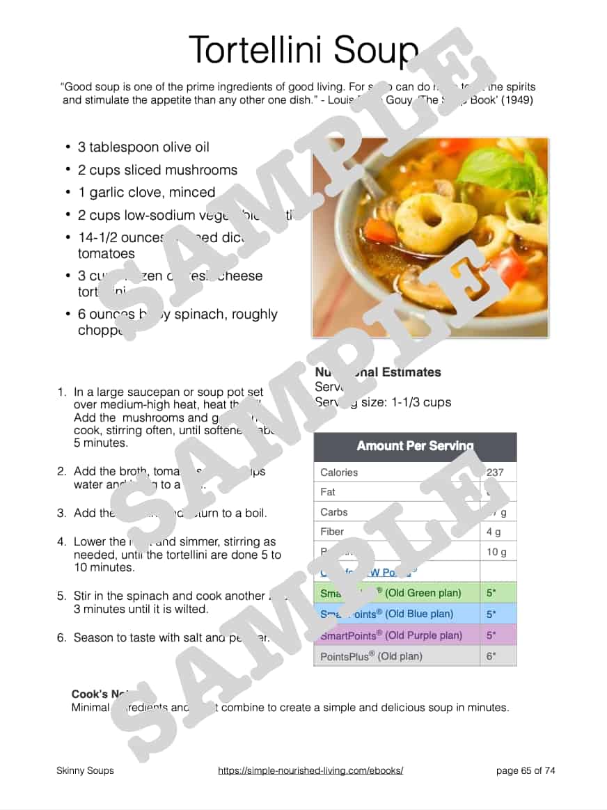 Tortellini Soup Recipe Sample Recipe Page