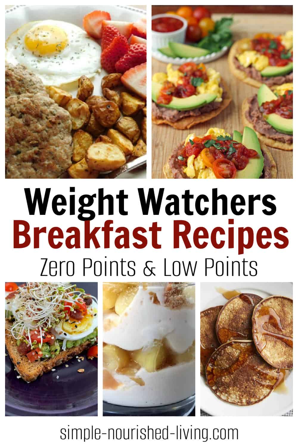 Collage of Food Photos with Text "Weight Watchers Breakfast Recipes Zero Points & Low Points"