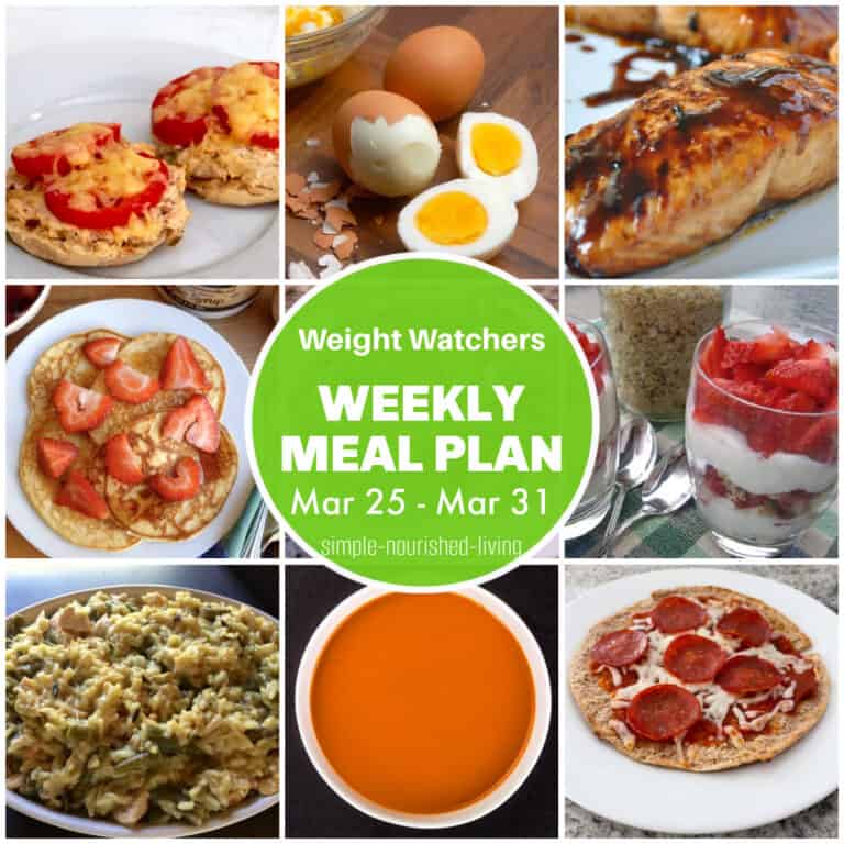 WeightWatchers Weekly Meal Plan Mar 25 - Mar 31
