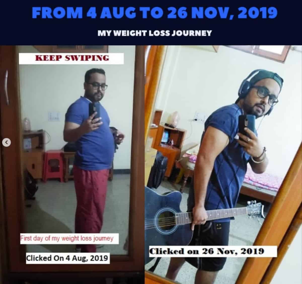 Anubhav weight loss transformation before and after.