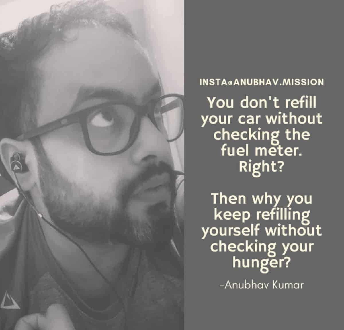 Anubhav weight loss mission statement with head shot.