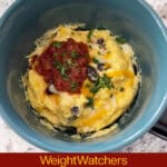 Microwave Black Bean & Cheese Tex Mex Egg Mug in a Turquoise & Black Mug