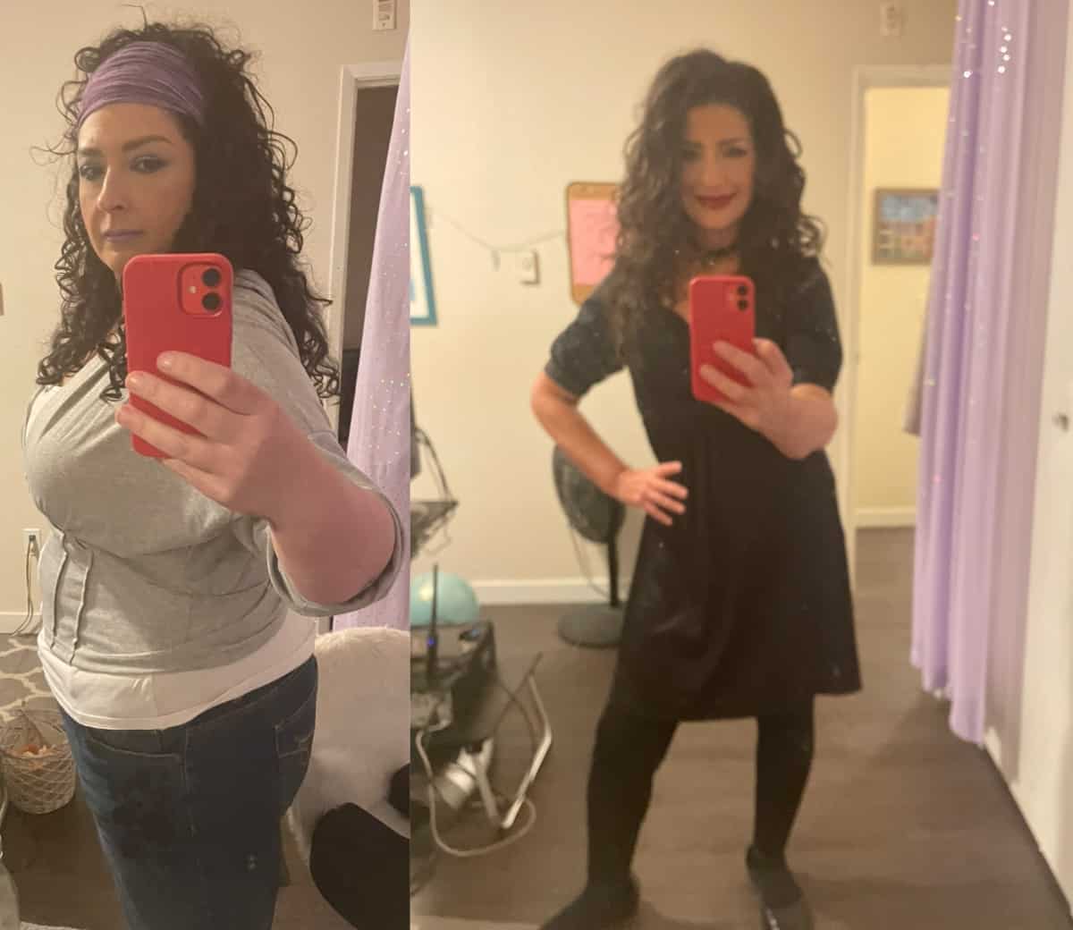 Lora L. before and after losing weight.