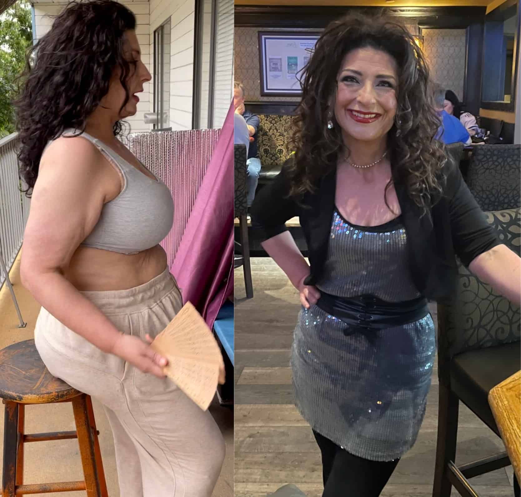 Lora's weight loss journey before and after.