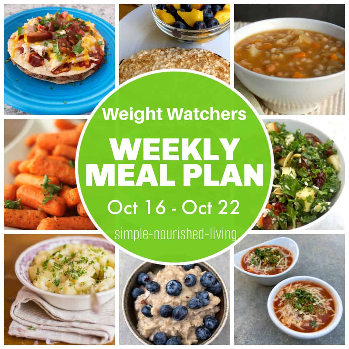 WW Weekly Meal Plan Oct 16
